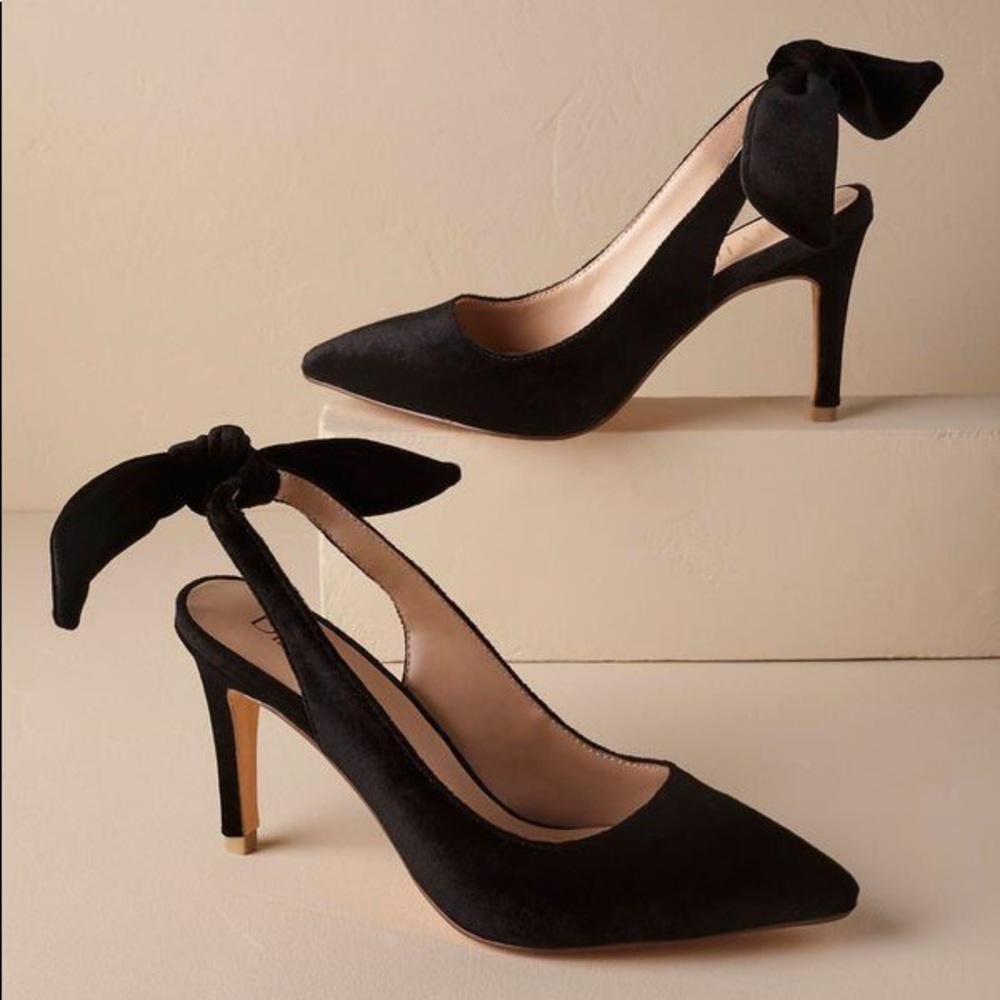 BHLDN Billy Ella Audrey Black Velvet Heels Size 7